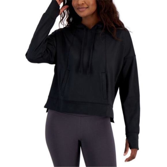 Ideology Black Tech Hoodie Women’s Large NWT Thumbholes Activewear - Picture 1 of 7